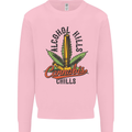 Alcohol Kills Cannabis Chills Weed Drugs Mens Sweatshirt Jumper Light Pink