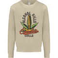 Alcohol Kills Cannabis Chills Weed Drugs Mens Sweatshirt Jumper Sand
