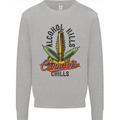 Alcohol Kills Cannabis Chills Weed Drugs Mens Sweatshirt Jumper Sports Grey