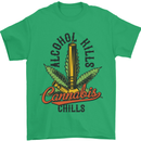 Alcohol Kills Cannabis Chills Weed Drugs Mens T-Shirt Cotton Gildan Irish Green
