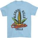 Alcohol Kills Cannabis Chills Weed Drugs Mens T-Shirt Cotton Gildan Light Blue