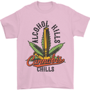 Alcohol Kills Cannabis Chills Weed Drugs Mens T-Shirt Cotton Gildan Light Pink