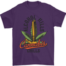 Alcohol Kills Cannabis Chills Weed Drugs Mens T-Shirt Cotton Gildan Purple