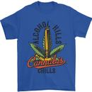 Alcohol Kills Cannabis Chills Weed Drugs Mens T-Shirt Cotton Gildan Royal Blue