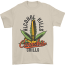 Alcohol Kills Cannabis Chills Weed Drugs Mens T-Shirt Cotton Gildan Sand