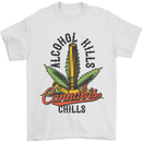 Alcohol Kills Cannabis Chills Weed Drugs Mens T-Shirt Cotton Gildan White