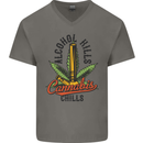 Alcohol Kills Cannabis Chills Weed Drugs Mens V-Neck Cotton T-Shirt Charcoal