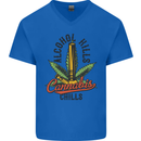 Alcohol Kills Cannabis Chills Weed Drugs Mens V-Neck Cotton T-Shirt Royal Blue