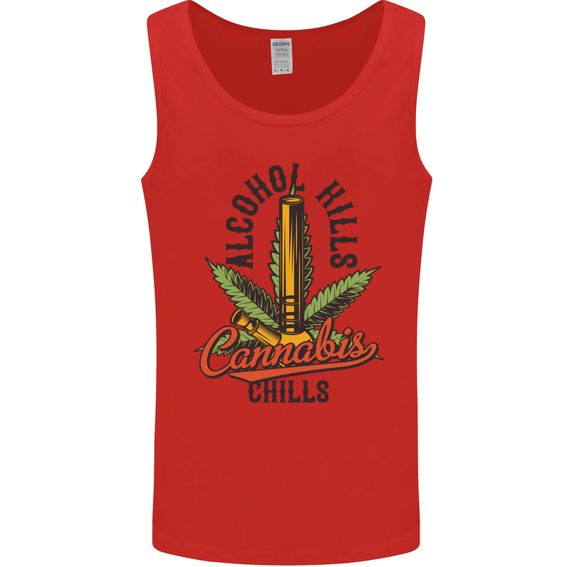 Alcohol Kills Cannabis Chills Weed Drugs Mens Vest Tank Top Red