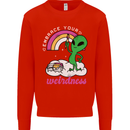 Alien Embrace Your Weirdness Funny LGBT Mens Sweatshirt Jumper Bright Red