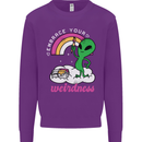 Alien Embrace Your Weirdness Funny LGBT Mens Sweatshirt Jumper Purple