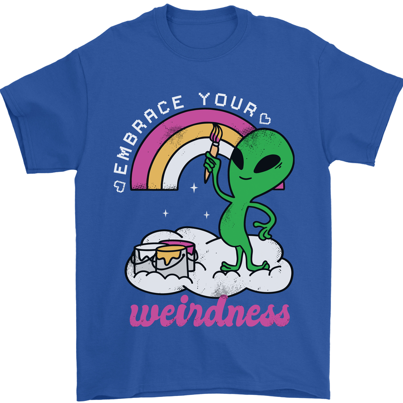 Alien Embrace Your Weirdness Funny LGBT Mens T-Shirt Cotton Gildan Royal Blue