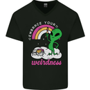 Alien Embrace Your Weirdness Funny LGBT Mens V-Neck Cotton T-Shirt Black