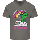 Alien Embrace Your Weirdness Funny LGBT Mens V-Neck Cotton T-Shirt Charcoal