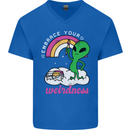 Alien Embrace Your Weirdness Funny LGBT Mens V-Neck Cotton T-Shirt Royal Blue