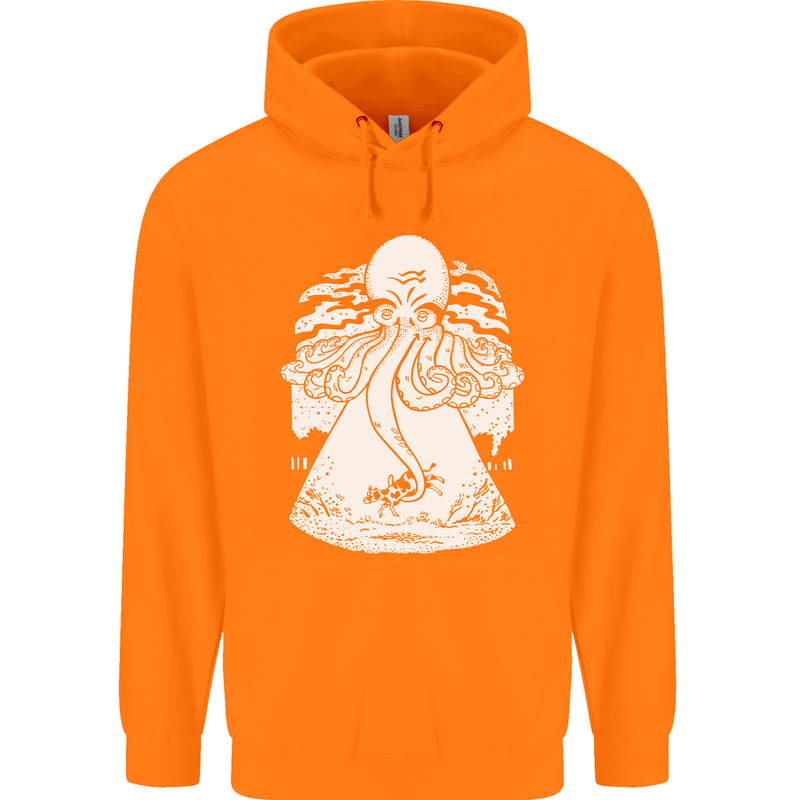 Alien Octopus Kraken Cthulhu Cow UFO Childrens Kids Hoodie Orange