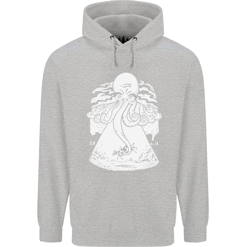 Alien Octopus Kraken Cthulhu Cow UFO Childrens Kids Hoodie Sports Grey