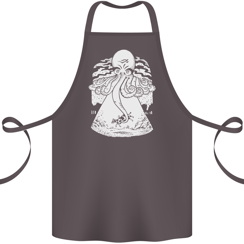 Alien Octopus Kraken Cthulhu Cow UFO Cotton Apron 100% Organic Dark Grey