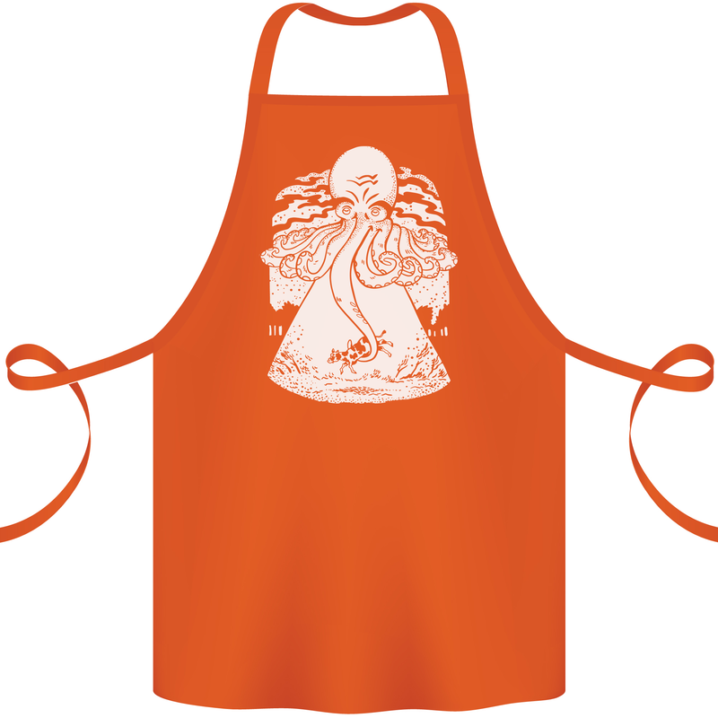 Alien Octopus Kraken Cthulhu Cow UFO Cotton Apron 100% Organic Orange