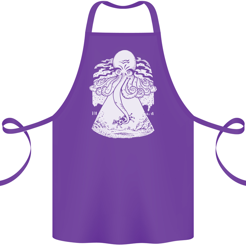 Alien Octopus Kraken Cthulhu Cow UFO Cotton Apron 100% Organic Purple