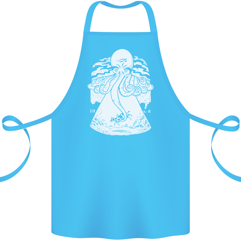 Alien Octopus Kraken Cthulhu Cow UFO Cotton Apron 100% Organic Turquoise