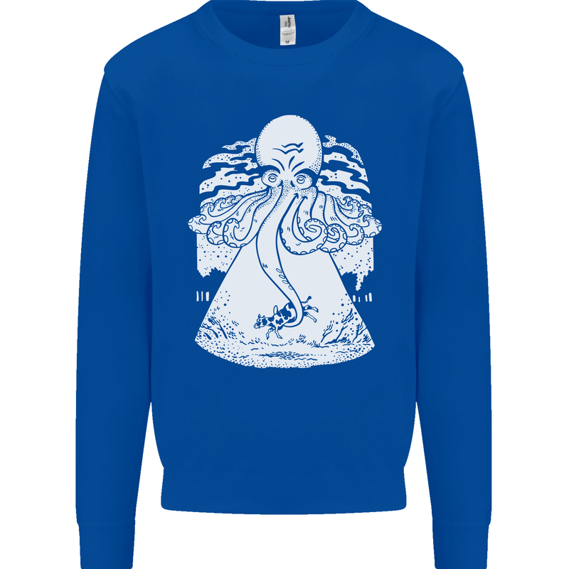 Alien Octopus Kraken Cthulhu Cow UFO Kids Sweatshirt Jumper Royal Blue