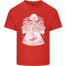 Alien Octopus Kraken Cthulhu Cow UFO Kids T-Shirt Childrens Red