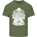 Alien Octopus Kraken Cthulhu Cow UFO Mens Cotton T-Shirt Tee Top Military Green