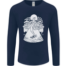 Alien Octopus Kraken Cthulhu Cow UFO Mens Long Sleeve T-Shirt Navy Blue