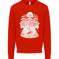 Alien Octopus Kraken Cthulhu Cow UFO Mens Sweatshirt Jumper Bright Red