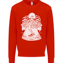 Alien Octopus Kraken Cthulhu Cow UFO Mens Sweatshirt Jumper Bright Red