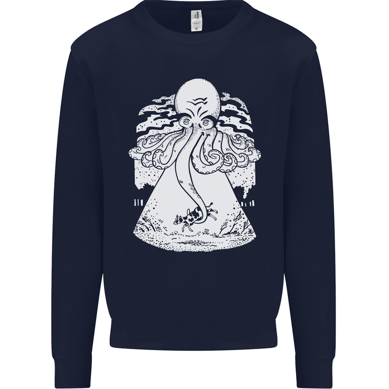 Alien Octopus Kraken Cthulhu Cow UFO Mens Sweatshirt Jumper Navy Blue