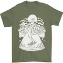 Alien Octopus Kraken Cthulhu Cow UFO Mens T-Shirt 100% Cotton Military Green