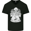 Alien Octopus Kraken Cthulhu Cow UFO Mens V-Neck Cotton T-Shirt Black