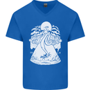 Alien Octopus Kraken Cthulhu Cow UFO Mens V-Neck Cotton T-Shirt Royal Blue