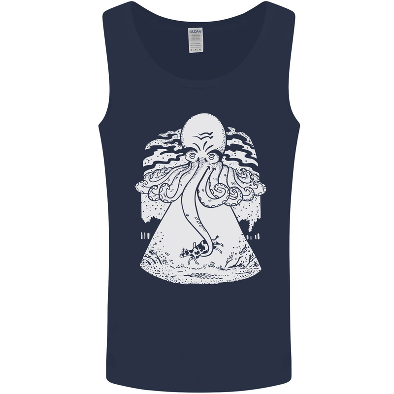 Alien Octopus Kraken Cthulhu Cow UFO Mens Vest Tank Top Navy Blue
