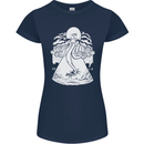 Alien Octopus Kraken Cthulhu Cow UFO Womens Petite Cut T-Shirt Navy Blue