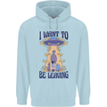 Alien UFO I Want to Be Leaving Childrens Kids Hoodie Light Blue