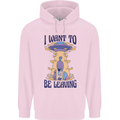Alien UFO I Want to Be Leaving Childrens Kids Hoodie Light Pink