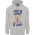 Alien UFO I Want to Be Leaving Childrens Kids Hoodie Sports Grey