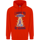 Alien UFO I Want to Be Leaving Mens 80% Cotton Hoodie Bright Red