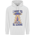 Alien UFO I Want to Be Leaving Mens 80% Cotton Hoodie White