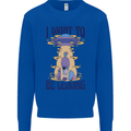 Alien UFO I Want to Be Leaving Mens Sweatshirt Jumper Royal Blue