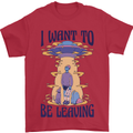 Alien UFO I Want to Be Leaving Mens T-Shirt Cotton Gildan Red