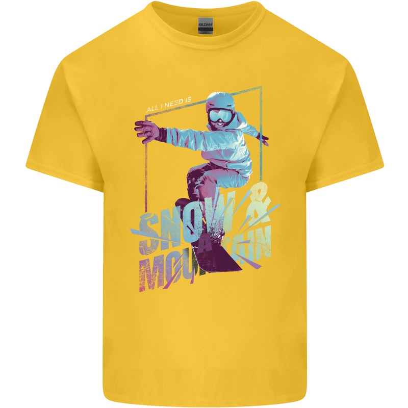 All I Need Is Snow and a Mountain Kids T-Shirt Childrens Yellow