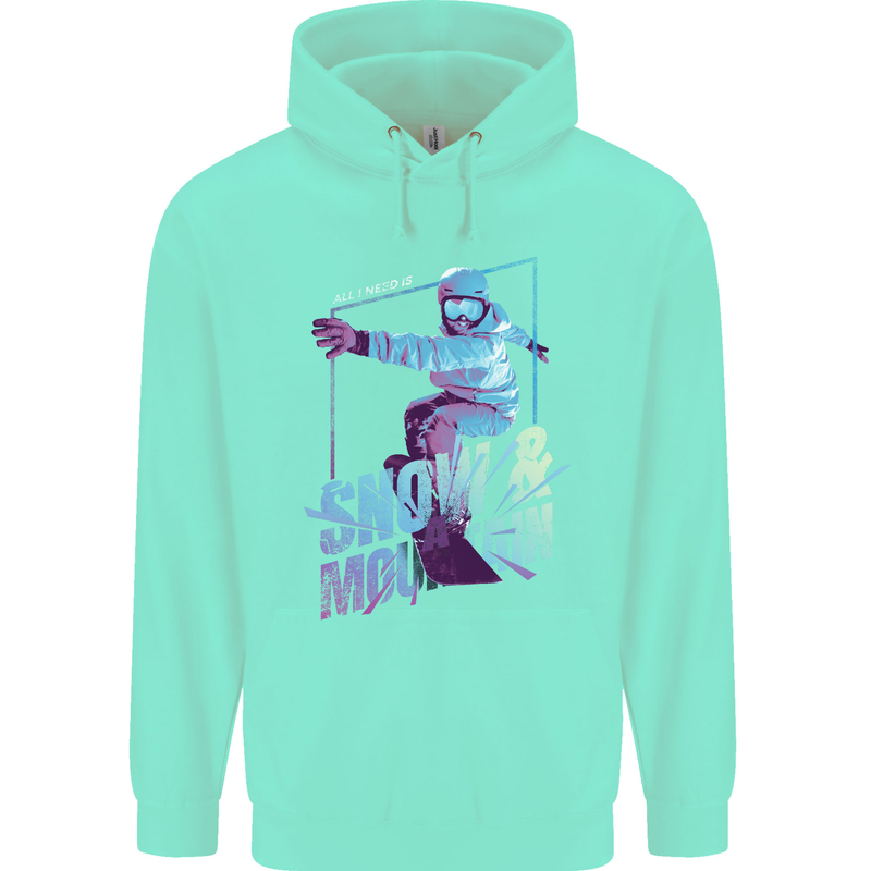 All I Need Is Snow and a Mountain Mens 80% Cotton Hoodie Peppermint