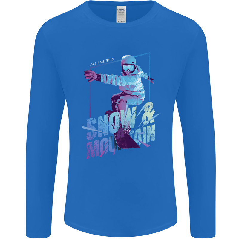 All I Need Is Snow and a Mountain Mens Long Sleeve T-Shirt Royal Blue