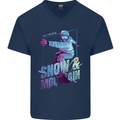 All I Need Is Snow and a Mountain Mens V-Neck Cotton T-Shirt Navy Blue