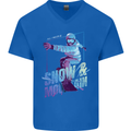 All I Need Is Snow and a Mountain Mens V-Neck Cotton T-Shirt Royal Blue
