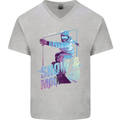 All I Need Is Snow and a Mountain Mens V-Neck Cotton T-Shirt Sports Grey